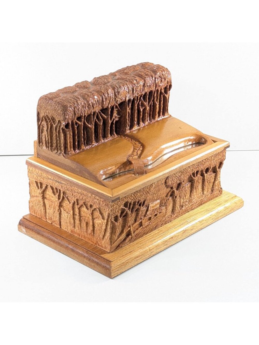 Forest Lane Handmade Carved Wooden storage box, OOAK decorative casket